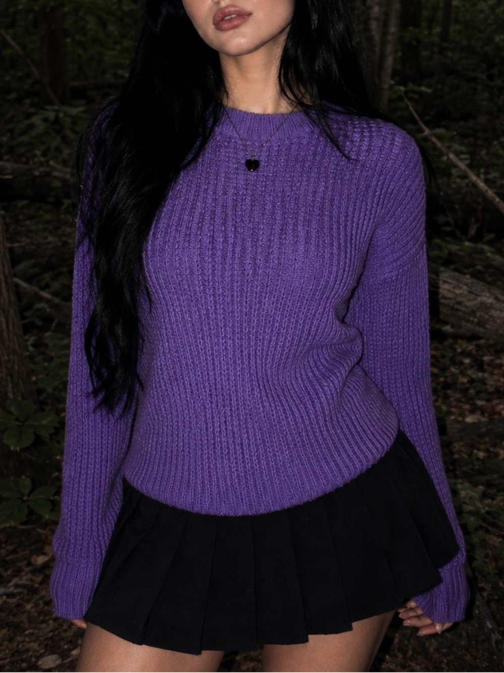 Dolls Purple Gothic Crewneck Sweater - Women's Knit Essential Stylish Top